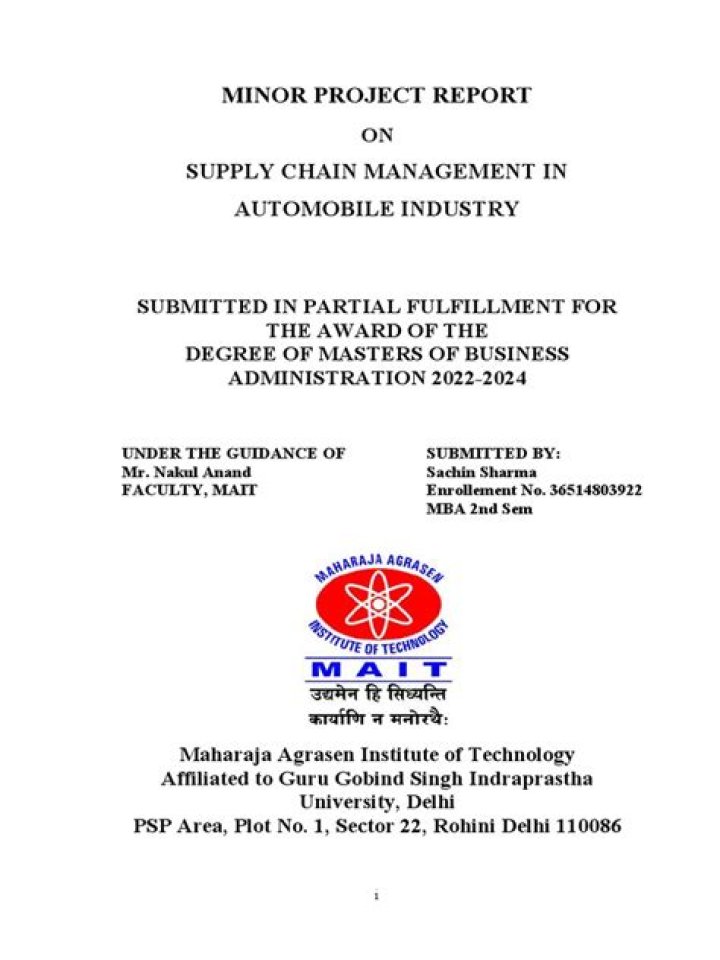 Supply Chain Management in the Automobile Industry: PDF Guide