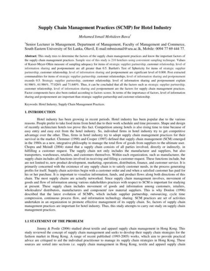 Optimizing Supply Chain Management in the Hotel Industry: A Comprehensive PDF Guide