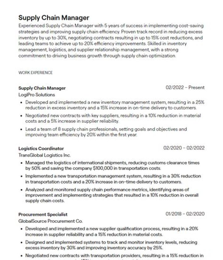 Supply Chain Manager CV & Resume Template PDF – Professional Hiring Toolkit