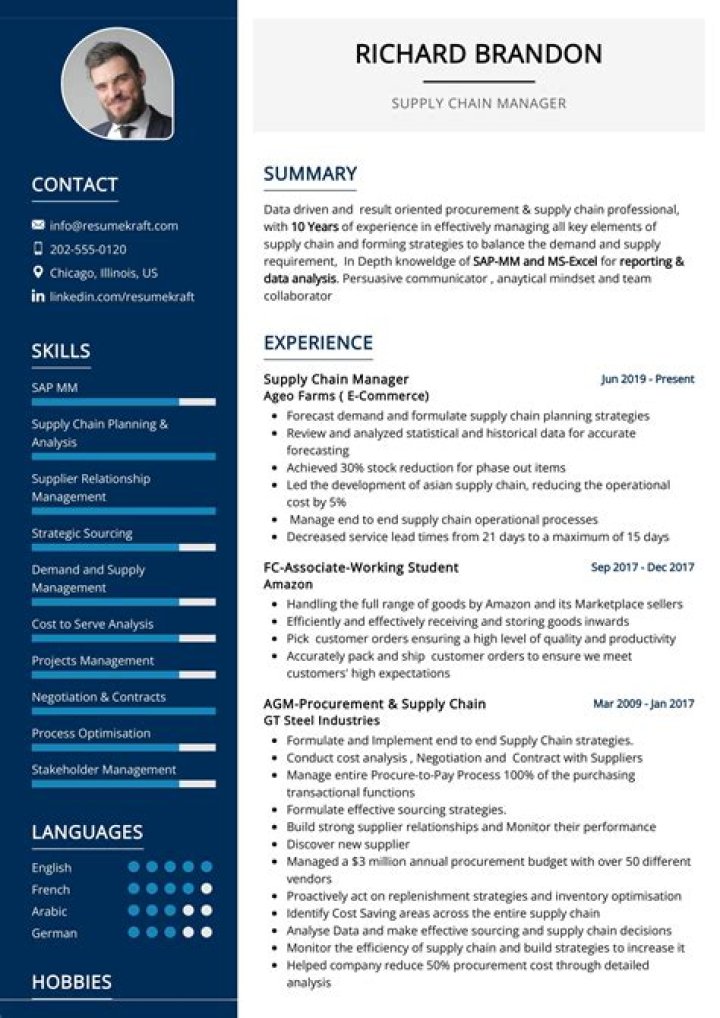Supply Chain Manager Resume Sample PDF – Download Now