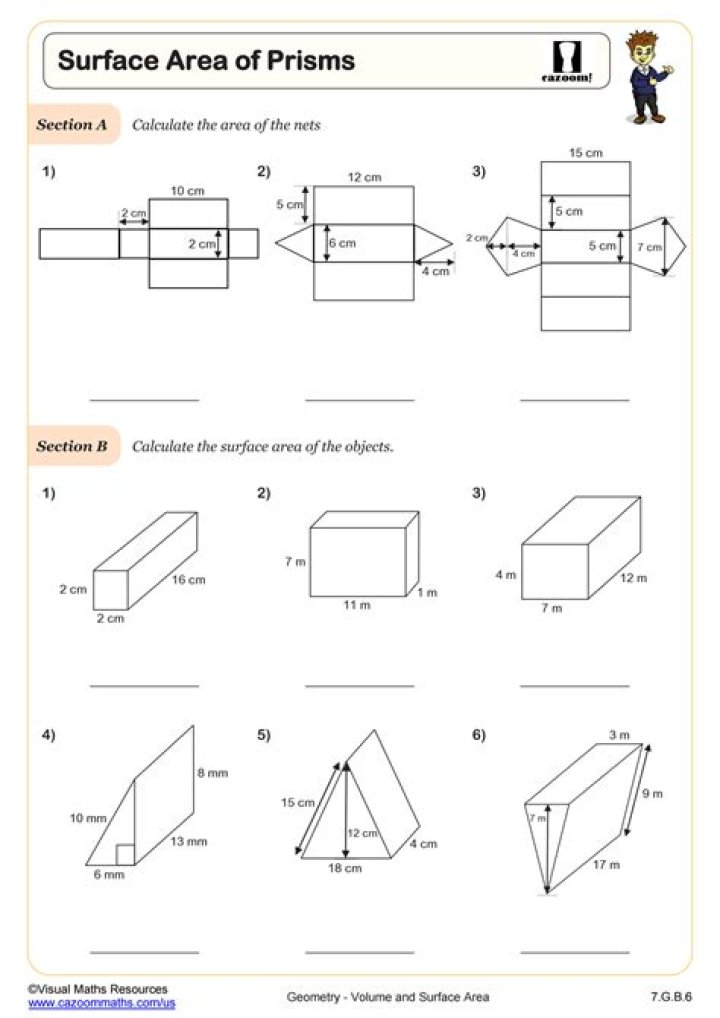 Free Surface Area of Rectangular Prism Worksheet PDF – Instant Download