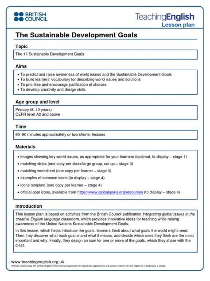 Sustainable Development Goals Lesson Plans PDF: Free Classroom Resources