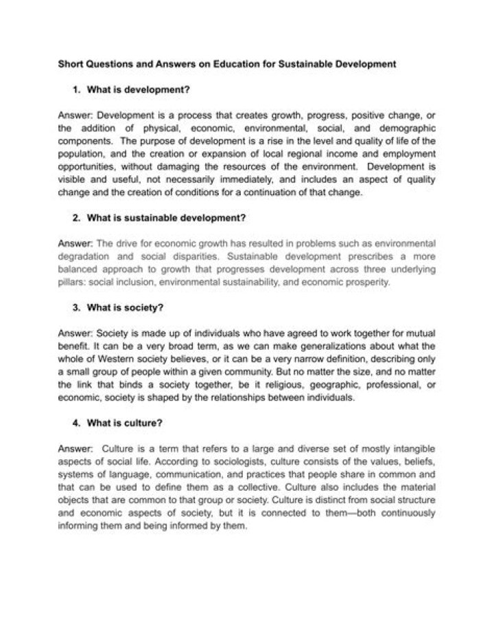 Sustainable Development Questions & Answers PDF: Essential Insights