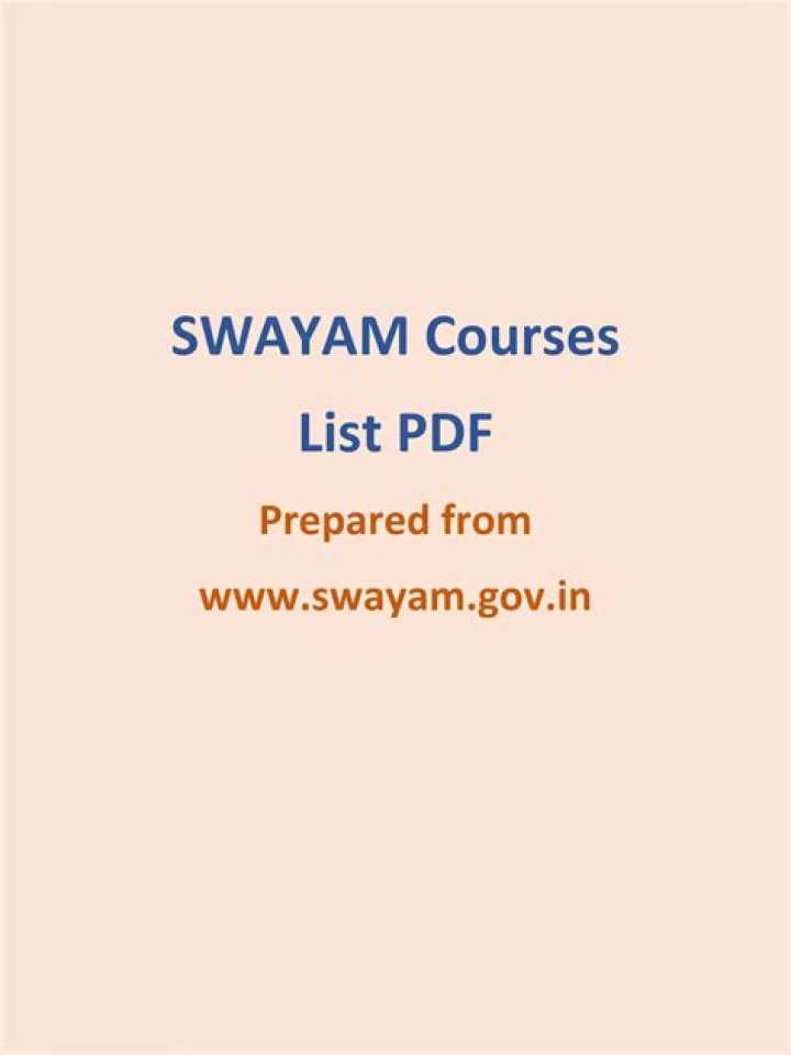 Swayam Courses List PDF: Complete Guide to Available Online Programs
