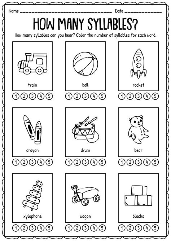Syllable Worksheets for Kindergarten PDF – Free Printable Pack