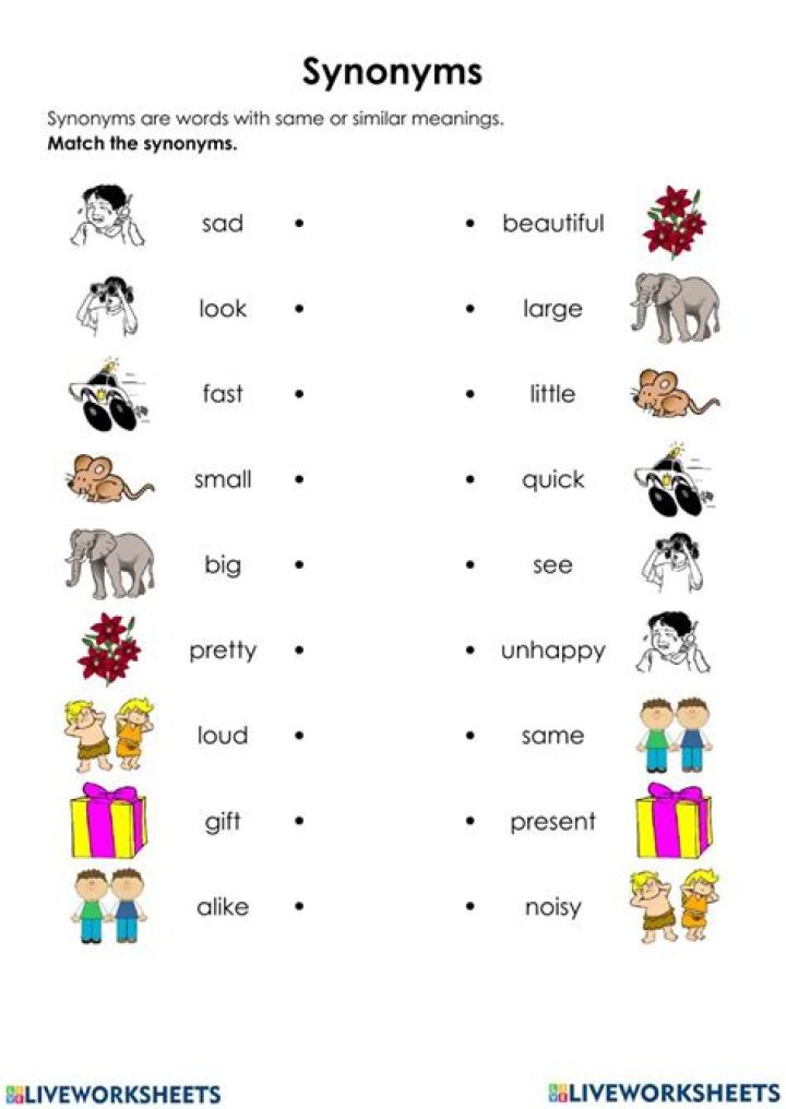 Free Synonyms Worksheets PDF for Easy Vocabulary Practice