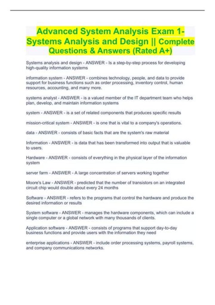 Systems Analysis and Design Questions & Answers PDF for Students & Professionals