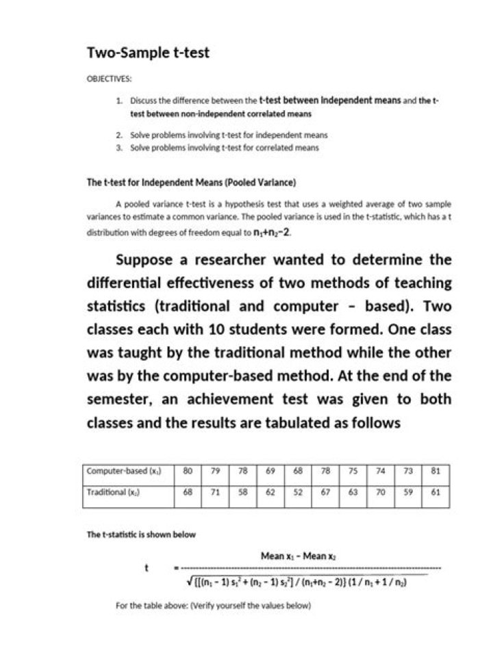 T-Test PDF Notes: Quick Study Guide & Practice Problems