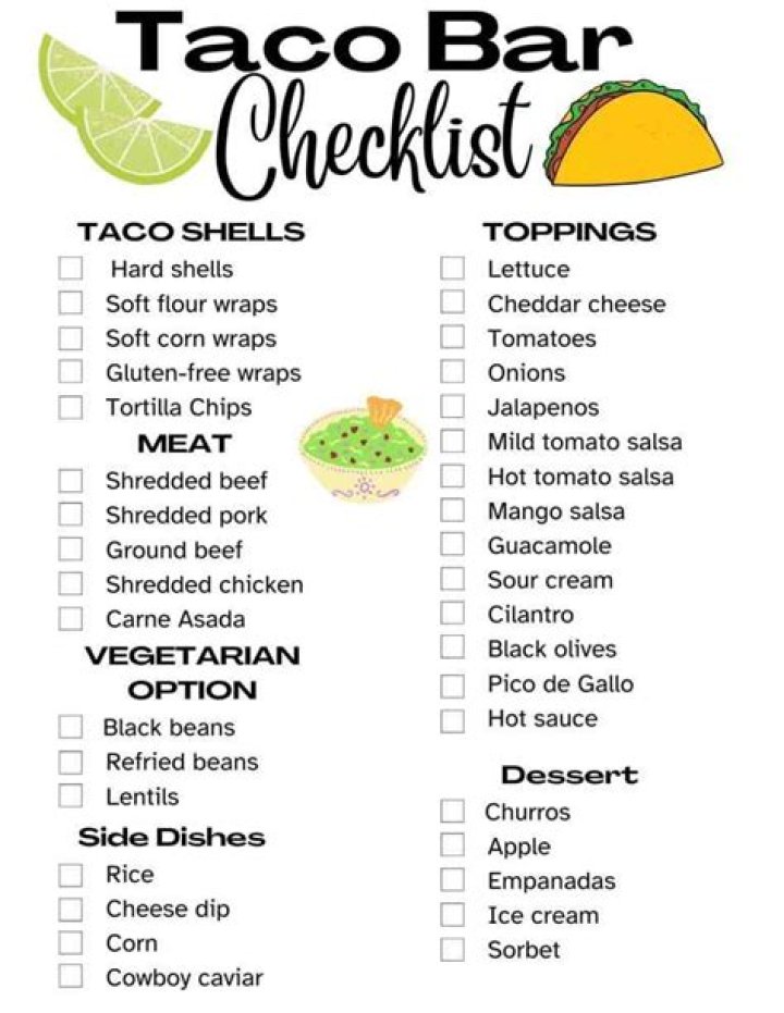 100% Free Taco Bar Shopping List PDF – Download Now