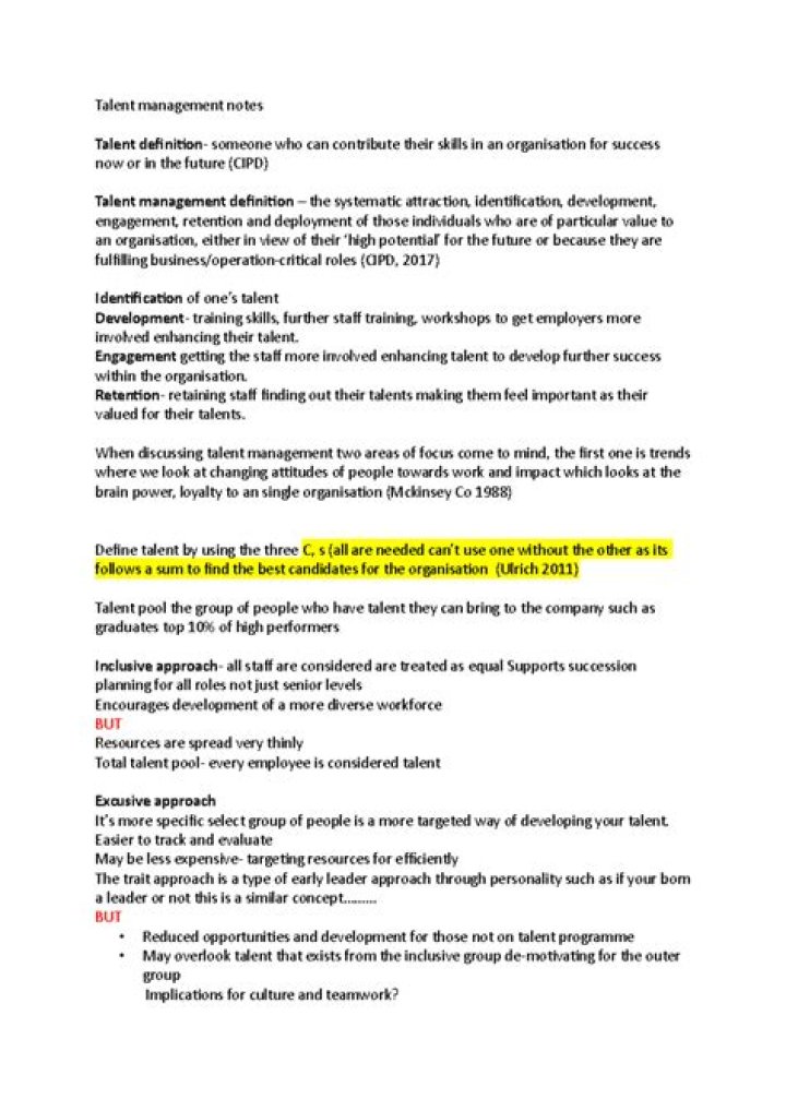 Essential Talent Management Notes for MBA Professionals – Download Free PDF Guide
