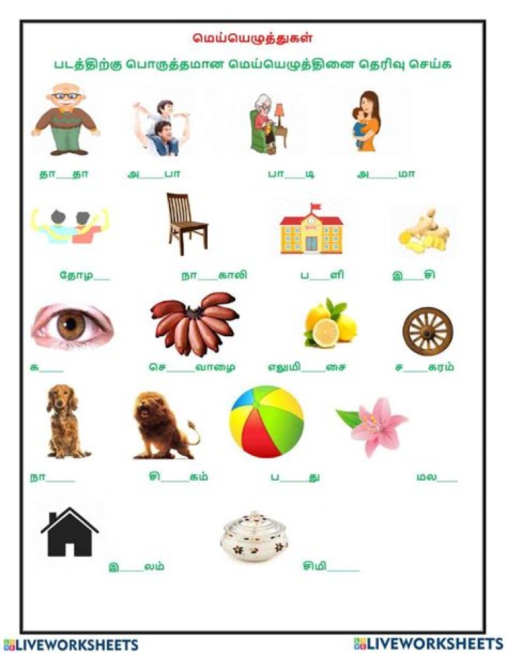 Tamil Missing Letters Worksheet PDF for Easy Practice