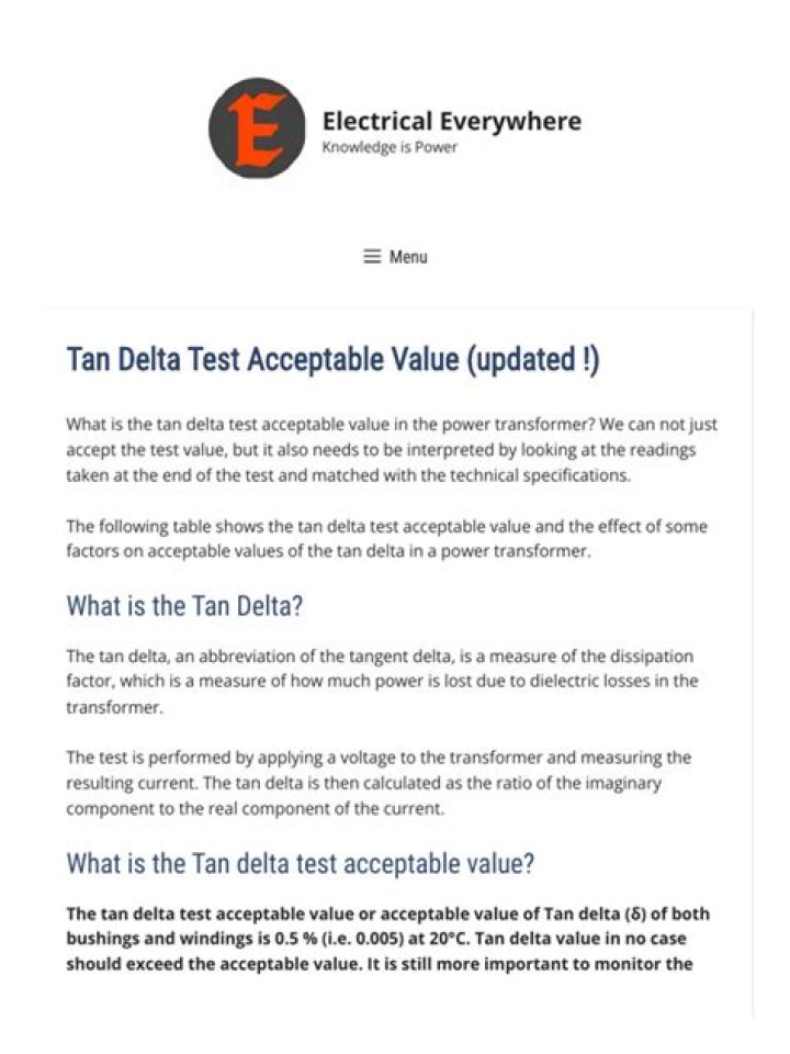 Tan Delta Test Acceptable Value PDF: Standards & Guidelines