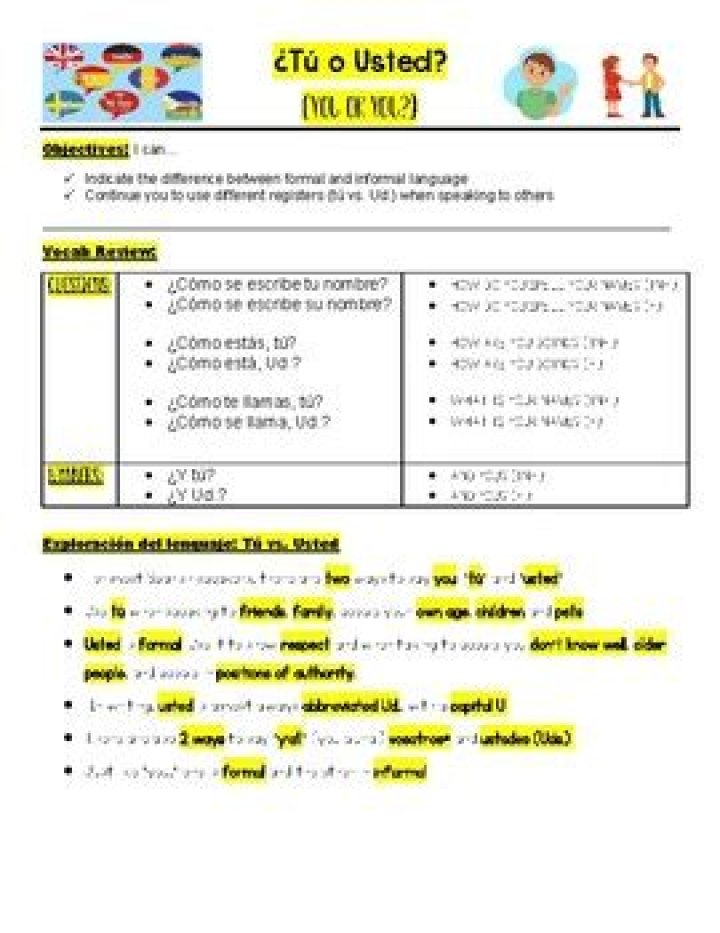 Comparar Tú vs Usted: Free PDF Worksheet for Language Learners