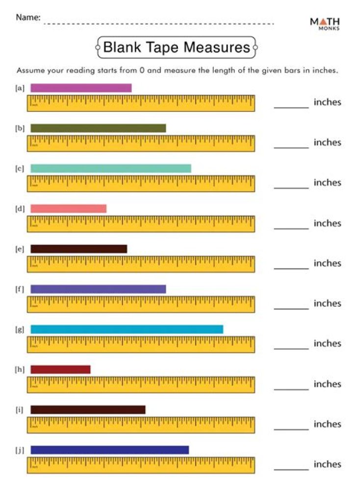 Free Tape Measure Worksheet PDF – Printable Home & DIY Measurement Sheet