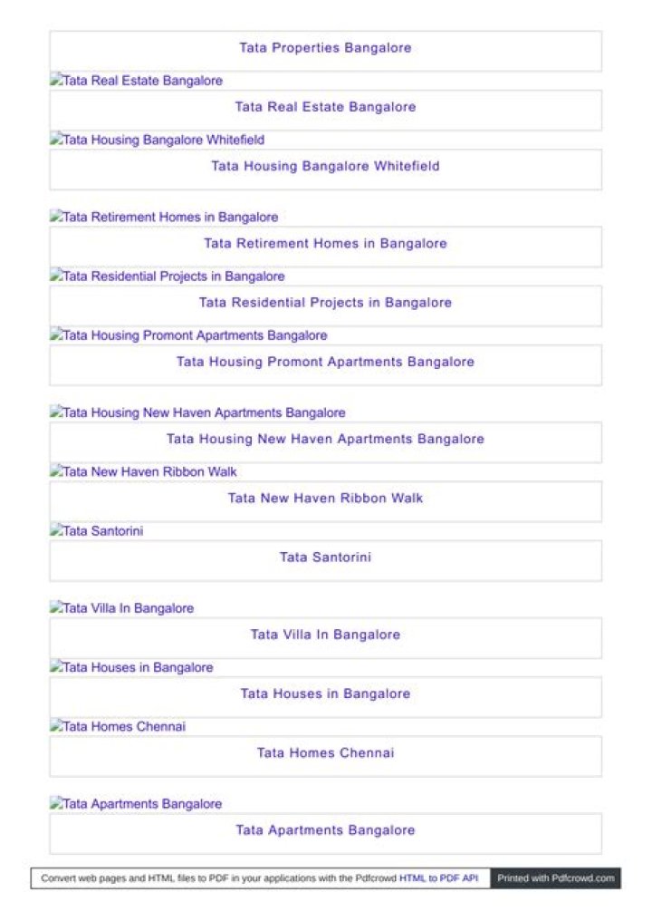 Tata Retirement Homes in Bangalore - Price List PDF 2024