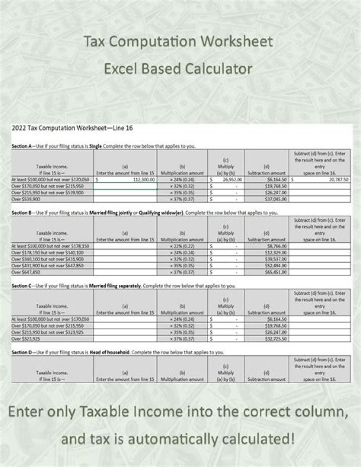 2022 Tax Computation Worksheet PDF – Complete Tax Filing Guide