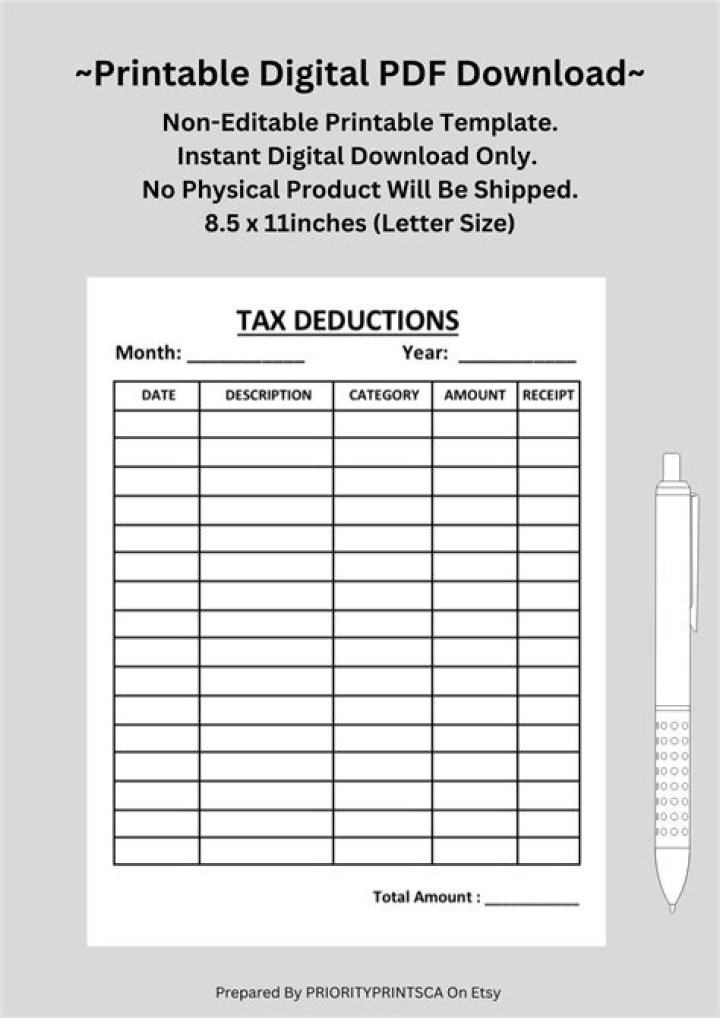Free Tax Deduction Worksheet PDF for Easy Filing