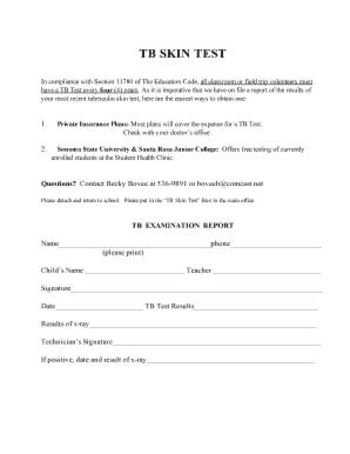 Free TB Skin Test Form PDF – Download Now