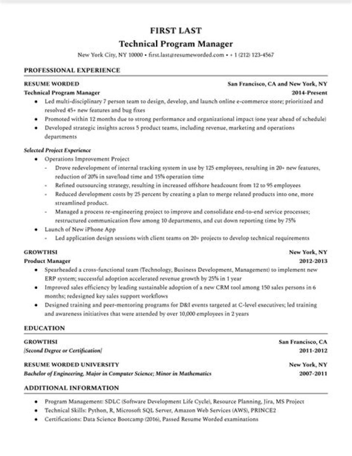 Technical Program Manager Resume PDF Template for Career Success