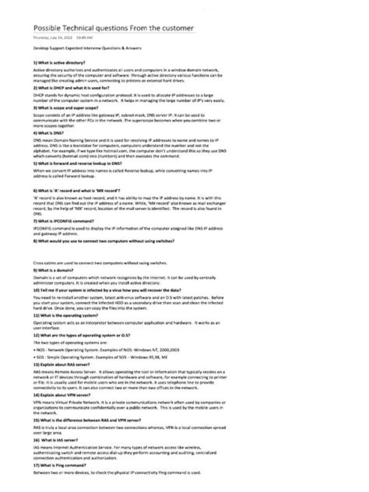 Technical Questions and Answers PDF Guide