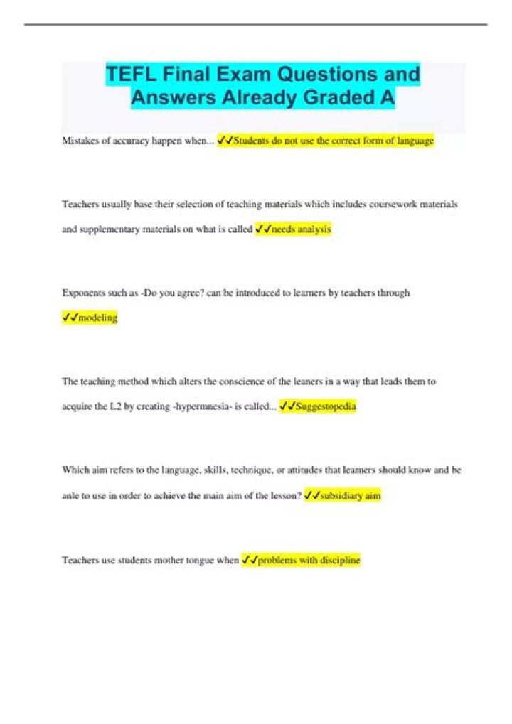 Tefl Exam Questions and Answers PDF: Master Your Test
