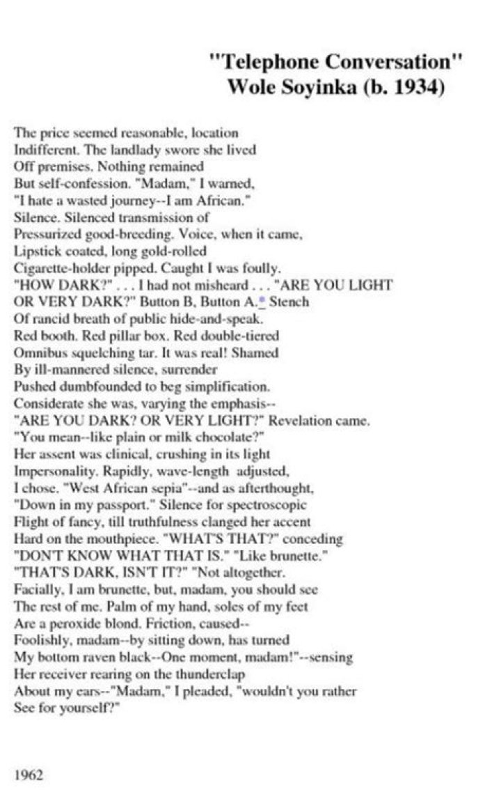 Telephone Conversation Poem Questions and Answers PDF
