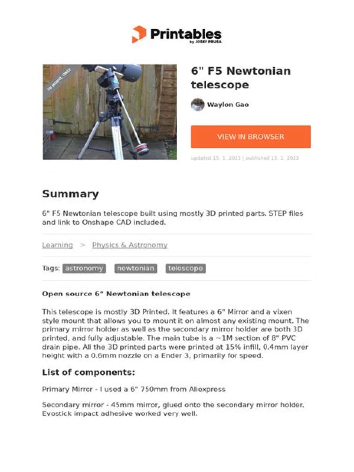 Telescope Plans PDF: Detailed DIY Building Guide for Beginners