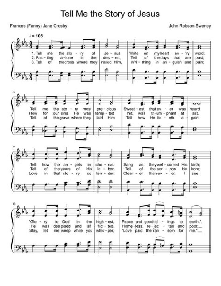 Tell Me the Story of Jesus Sheet Music PDF for Free Download