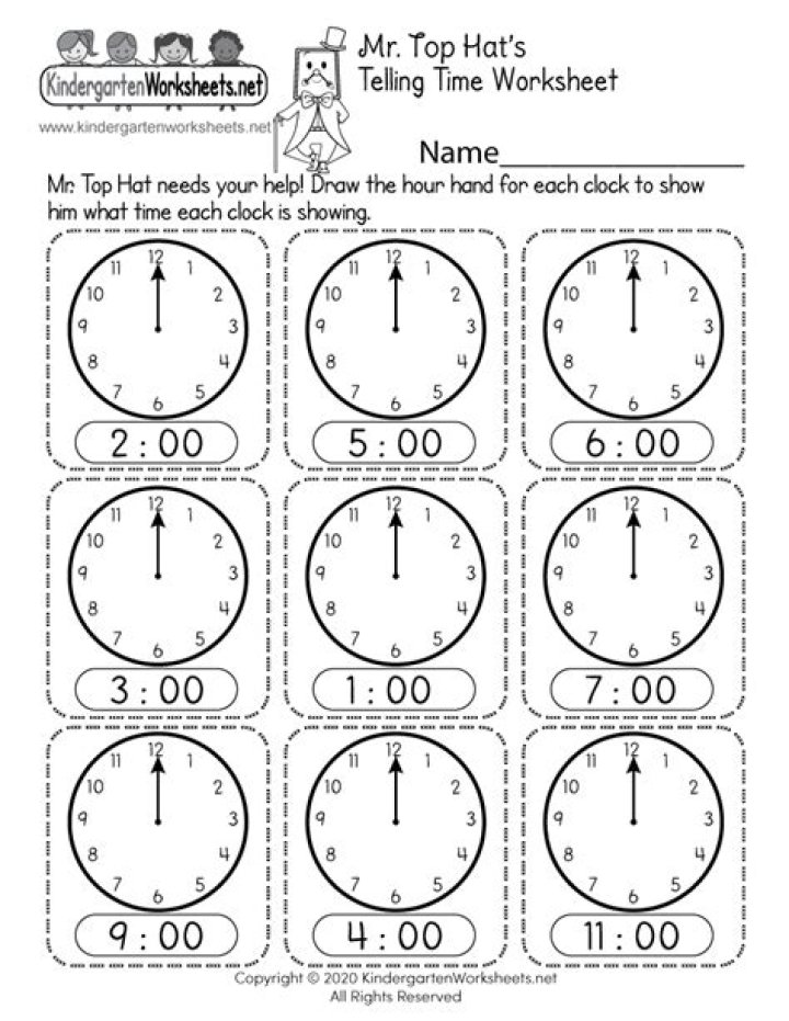 Free Telling Time Worksheets for Kindergarten PDF – Download Now