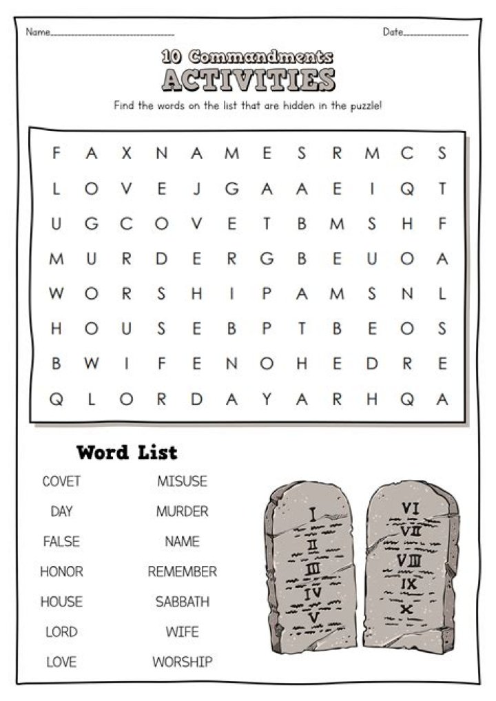 Free Ten Commandments Worksheet PDF – Instant Download for Home & School