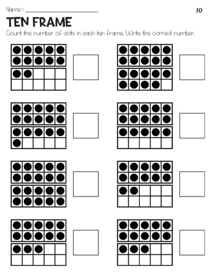 Free Ten Frame Worksheets PDF for Early Math Learning