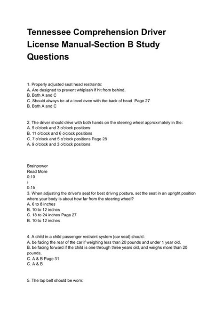 Tennessee Driver Manual Study Questions & Answers PDF: Master the Exam