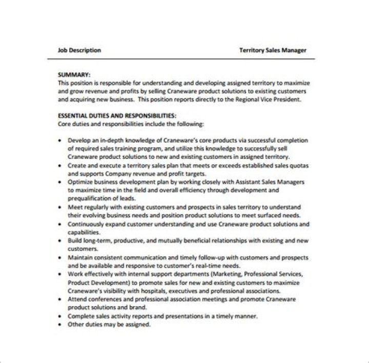 Territory Sales Manager Job Description PDF: Full Career Guide