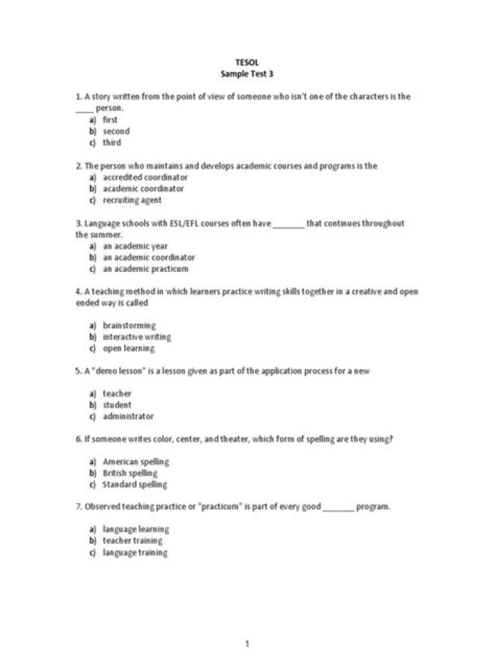 Free Tesol Sample Test PDF – Practice Now & Boost Your Score