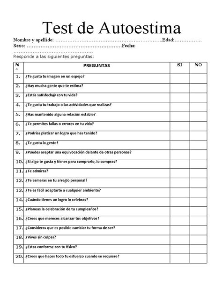 Test de Autoestima PDF Gratis: Evalúa y Mejora tu Autoestima