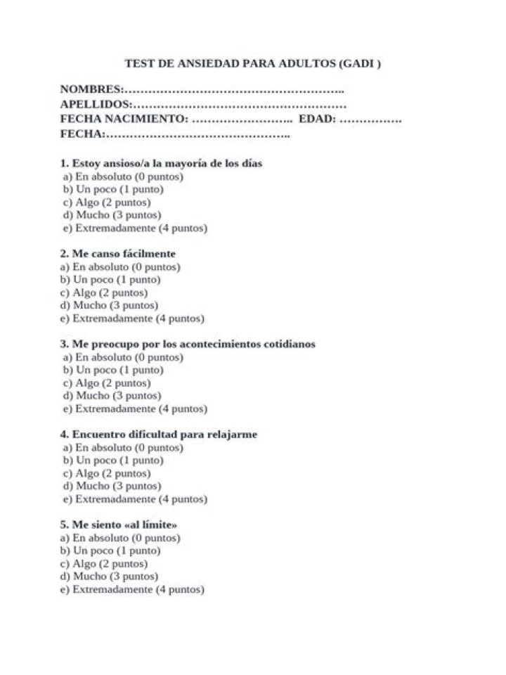 Test de Ansiedad para Adultos en PDF: Evalúa tu Estado Mental