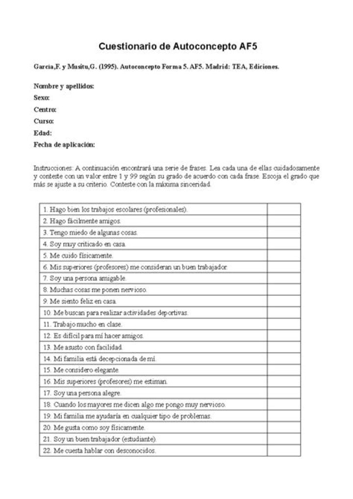 Test de Autoconcepto para Adultos PDF: Conoce Tu Autoestima