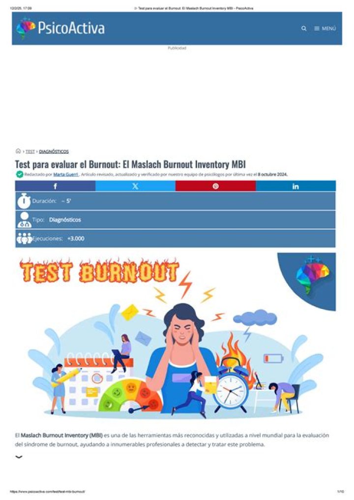 Test de Burnout Estrés Laboral PDF: Identifica y Supera el Agotamiento Profesional