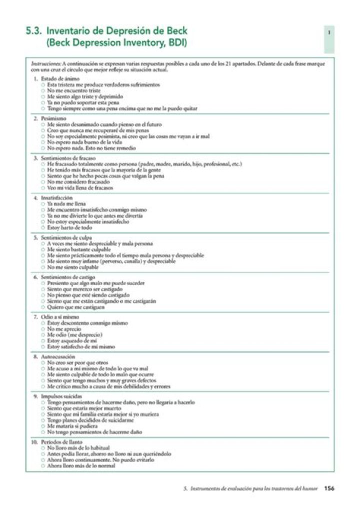 Test de Depresión de Beck PDF Gratis – Evalúa tus Síntomas Ahora