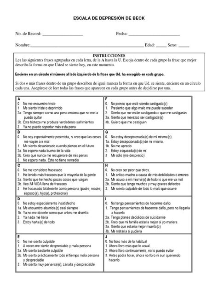 Test de Depresión de Beck PDF: Evalúa tu Salud Mental con la Evaluación Oficial