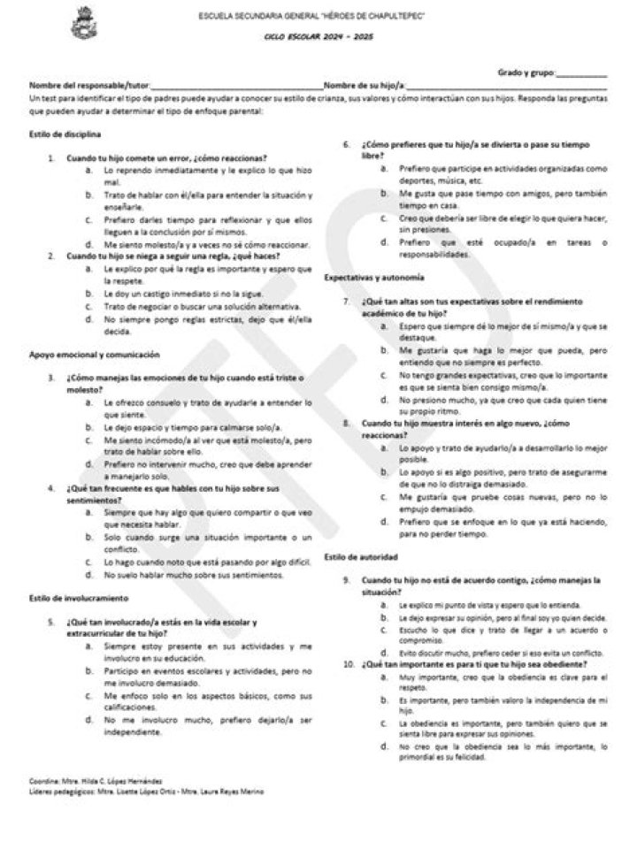 Test de Estilos de Crianza para Padres: PDF Gratuito y Práctico