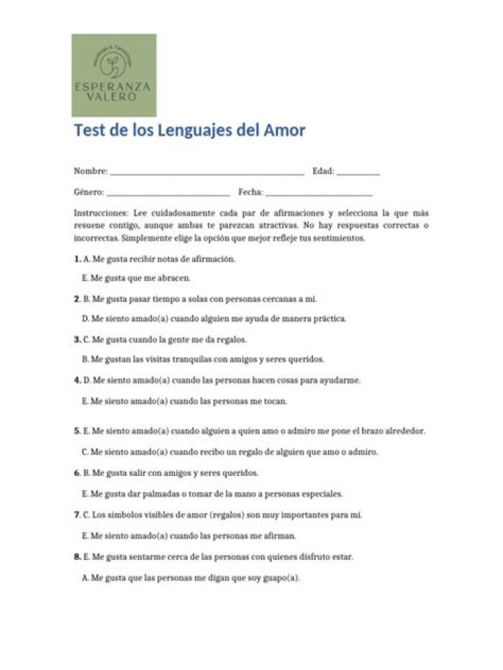 Test de los Lenguajes del Amor: PDF Descargas Gratis para Comprender el Amor