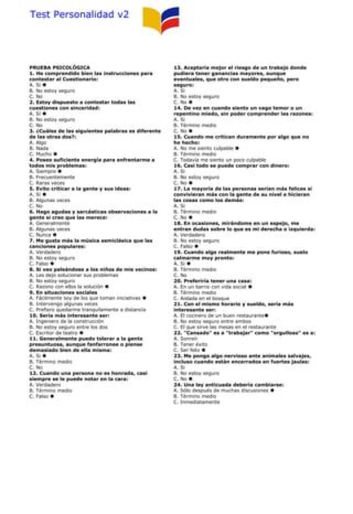 Test de Personalidad PDF Word – Descubre Tu Tipo de Personalidad