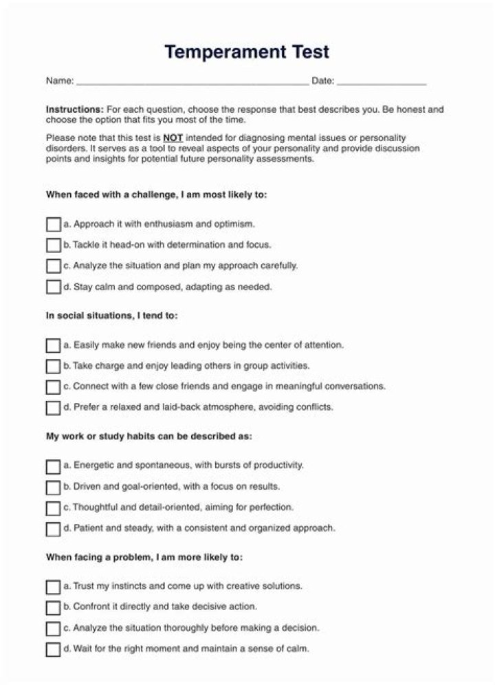 Test de Tempérament PDF – Évalue la Résilience Facilement