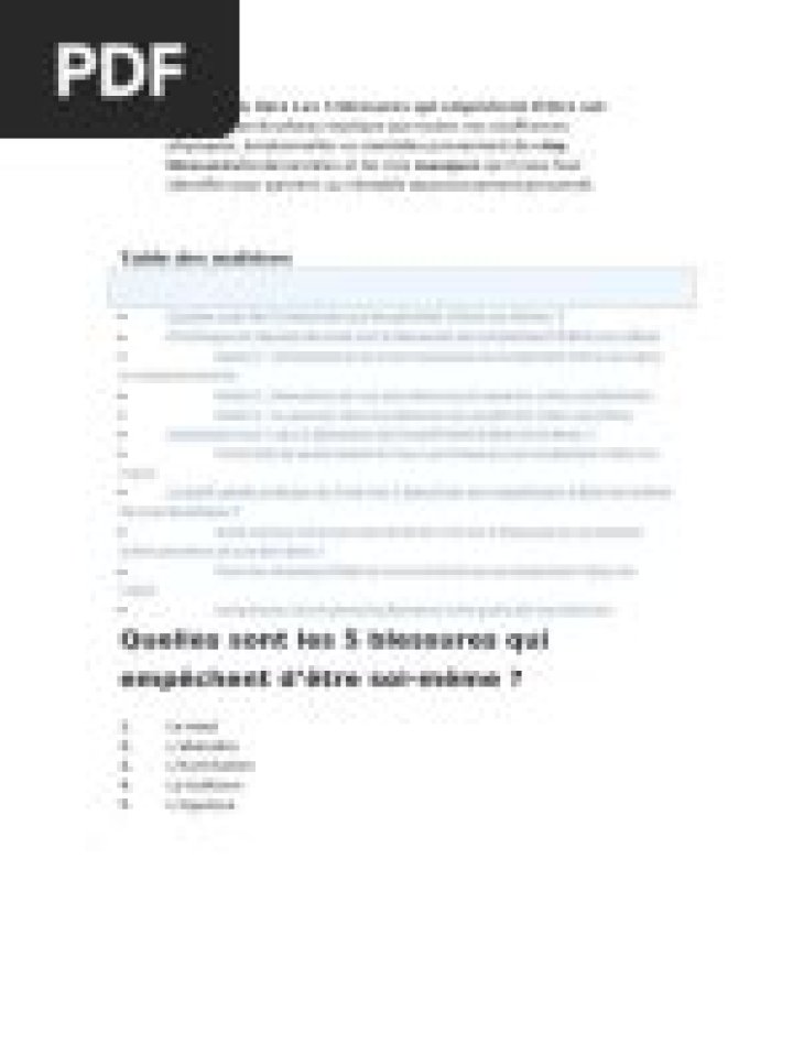 Test des 5 Blessures PDF – Guide Complet et Téléchargement Gratuit