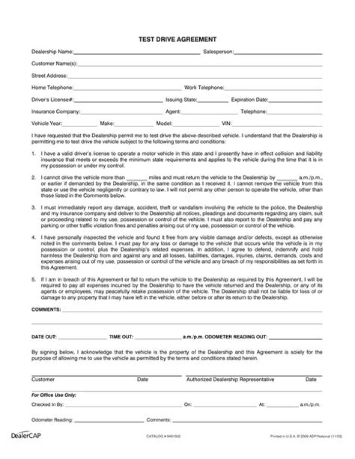 Download Your Test Drive Agreement PDF Now