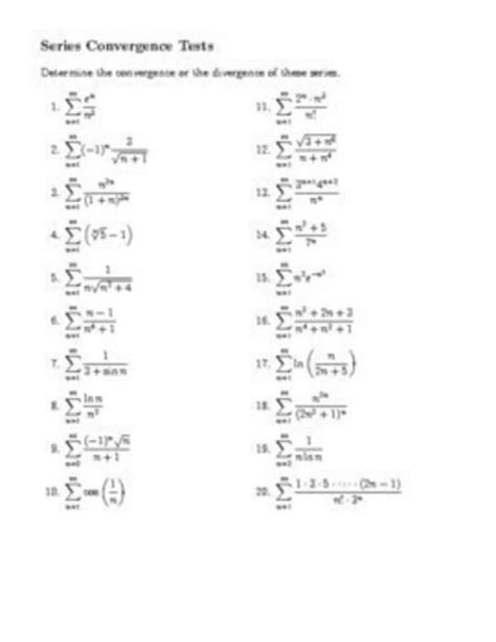 Test for Convergence of Series Problems PDF