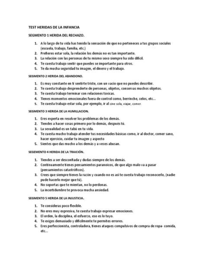 Test de Heridas de la Infancia PDF: Identificación y Cuidados Esenciales