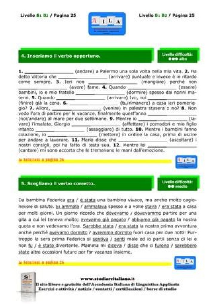 Test Livello Italiano per Stranieri PDF Gratuito