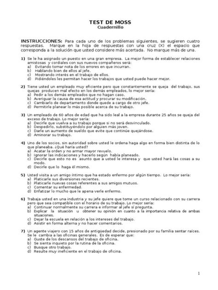 Cómo Realizar el Test de Moss en PDF con Respuestas